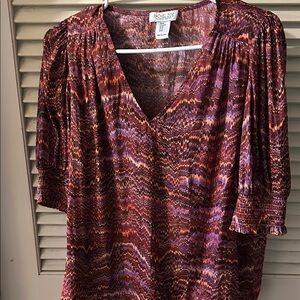 Rachel Zoe Red and Purple Relaxed Ruched Blouse